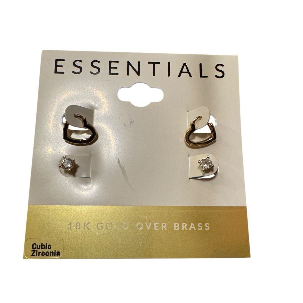 Essentials 18k yellow gold over brass Earrings with Cubic Zirconia